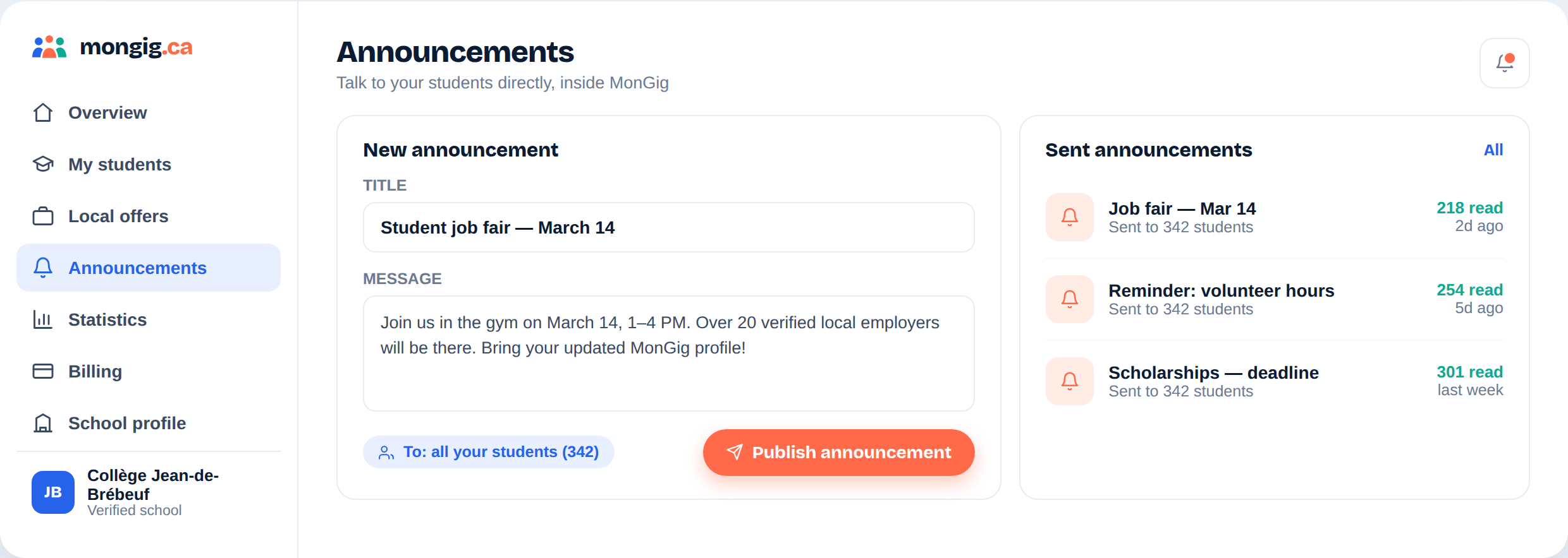 MonGig announcements